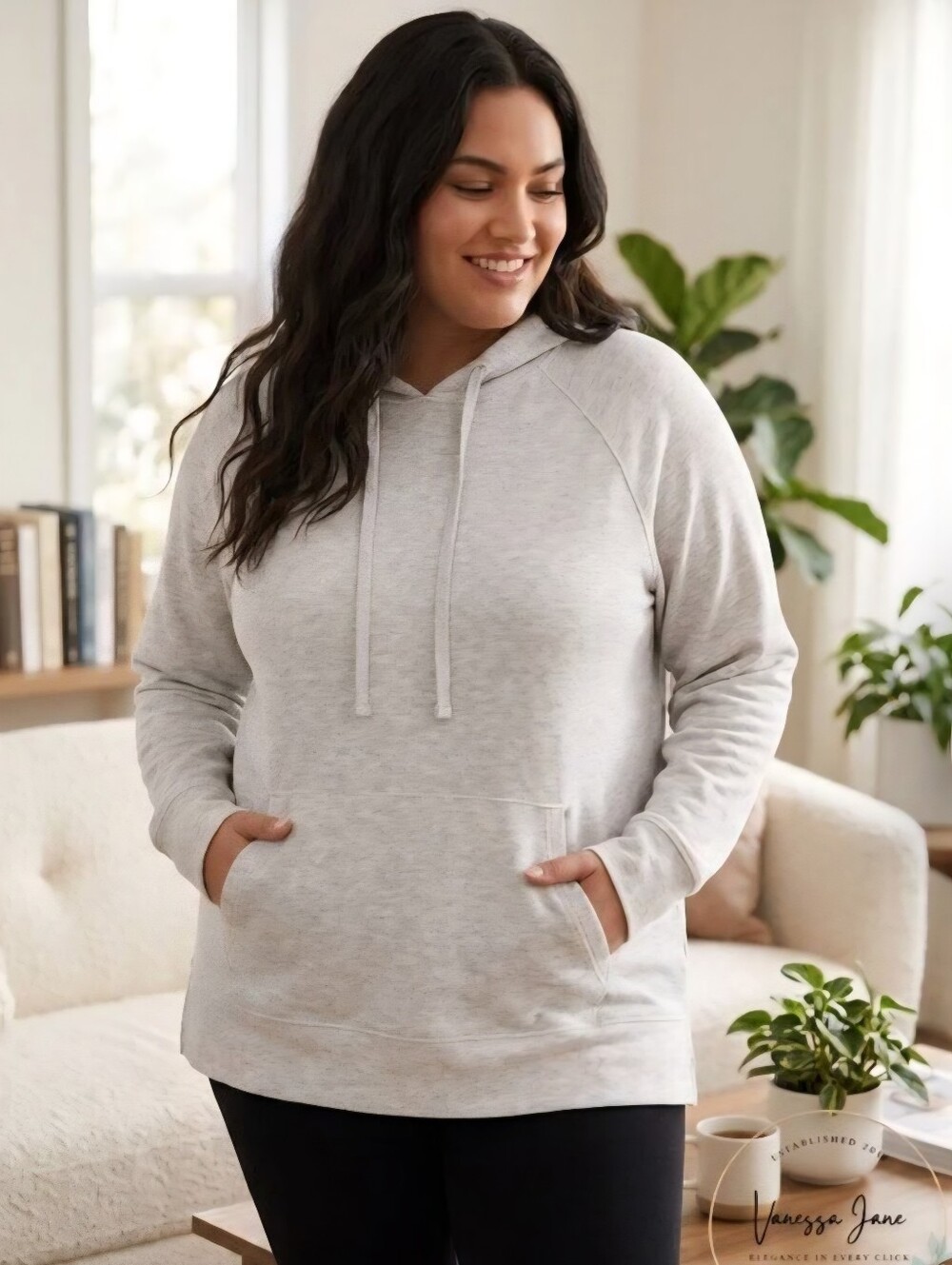 Ideology Women's Fleece-Lined Raglan Hoodie Whisper Heather Size 2X NWT
